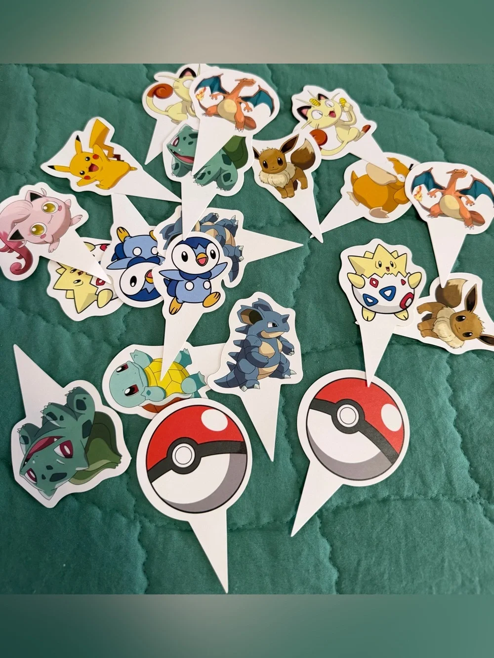 Pokemon birthday cake, cupcake toppers and table decorations set